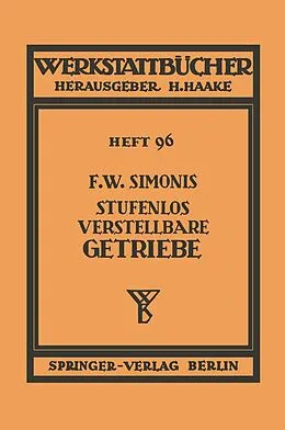 E-Book (pdf) Stufenlos verstellbare Getriebe von Friedrich W. Simonis