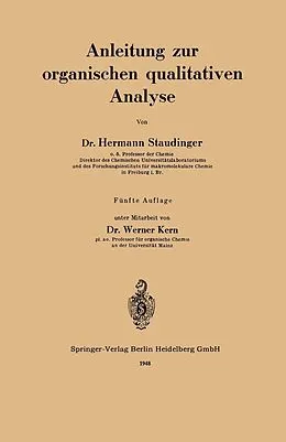 E-Book (pdf) Anleitung zur organischen qualitativen Analyse von Hermann Staudinger