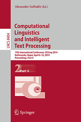 Couverture cartonnée Computational Linguistics and Intelligent Text Processing de 