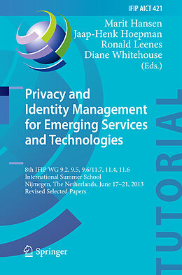Fester Einband Privacy and Identity Management for Emerging Services and Technologies von 