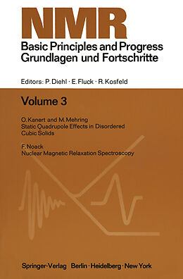 Couverture cartonnée NMR Basic Principles and Progress / NMR Grundlagen und Fortschritte de P. Diehl, R. Kosfeld, E. Fluck