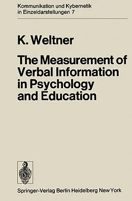 E-Book (pdf) The Measurement of Verbal Information in Psychology and Education von Klaus Weltner