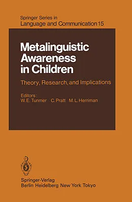 E-Book (pdf) Metalinguistic Awareness in Children von J. Bowey, W. E. Tunmer, R. Grieve