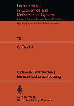 E-Book (pdf) Optimale Entscheidung bei mehrfacher Zielsetzung von G. Fandel