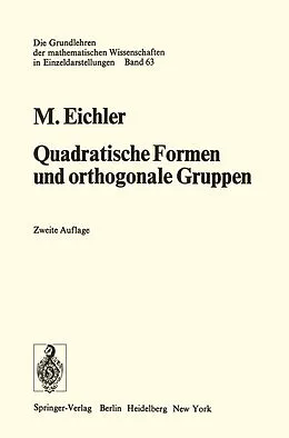 E-Book (pdf) Quadratische Formen und orthogonale Gruppen von Martin Eichler