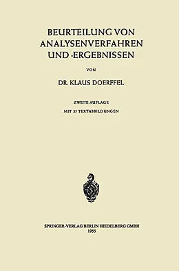 E-Book (pdf) Beurteilung von Analysenverfahren und -Ergebnissen von Klaus Doerffel