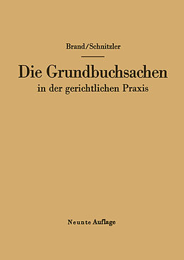 Kartonierter Einband Die Grundbuchsachen in der gerichtlichen Praxis von Arthur Brand, Leo Schnitzler