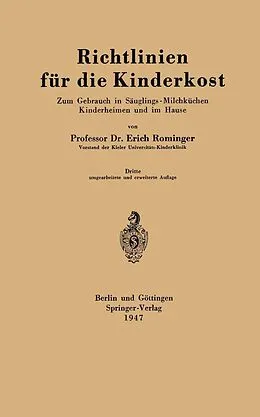 E-Book (pdf) Richtlinien für die Kinderkost von Erich Rominger