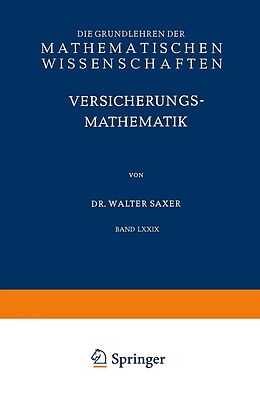 E-Book (pdf) Versicherungsmathematik von Walter Saxer