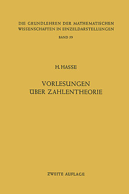 Kartonierter Einband Vorlesungen über Zahlentheorie von Helmut Hasse