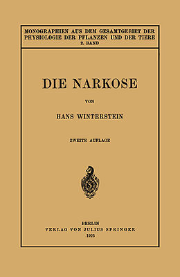 Kartonierter Einband Die Narkose von Hans Winterstein