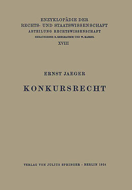 Kartonierter Einband Konkursrecht von Ernst Jaeger