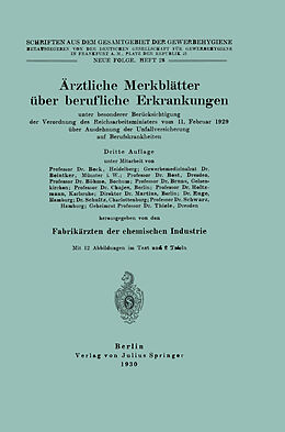 Kartonierter Einband Ärztliche Merkblätter über berufliche Erkrankungen von NA Beck, NA Beintker, NA Best