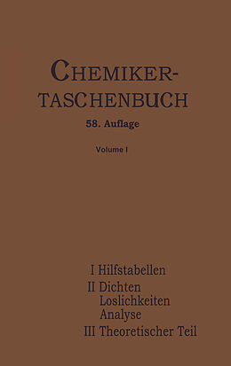 Kartonierter Einband Chemiker-Taschenbuch von Rudolf Biedermann, W.A. Roth, I. Koppel