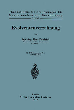Kartonierter Einband Evolventenverzahnung von Hans Friedrich