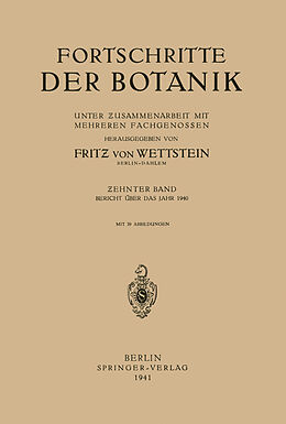 Kartonierter Einband Fortschritte der Botanik von Fritz von Wettstein