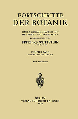 Kartonierter Einband Fortschritte der Botanik von Fritz von Wettstein