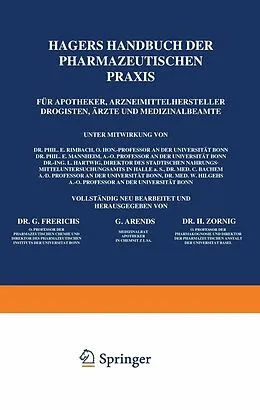 E-Book (pdf) Hagers Handbuch der Pharmazeutischen Praxis von Georg Frerichs, Georg Arends, Heinrich Zörnig