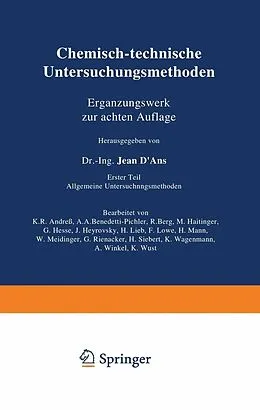 E-Book (pdf) Chemisch-technische Untersuchungsmethoden Ergänzungswerk zur achten Auflage von K.R. Andreß, A.A. Benedeti-Pichler, R. Berg
