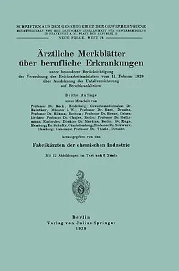 E-Book (pdf) Ärztliche Merkblätter über berufliche Erkrankungen von NA Beck, NA Beintker, NA Best