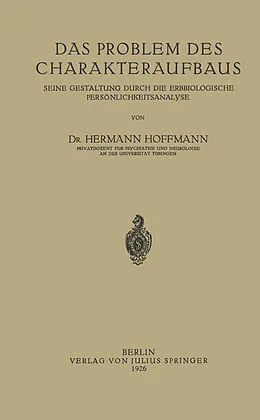 E-Book (pdf) Das Problem des Charakteraufbaus von Hermann Hoffmann