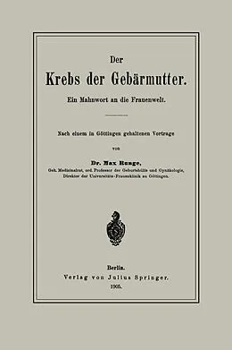 E-Book (pdf) Der Krebs der Gebärmutter von Max Runge