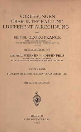 E-Book (pdf) Vorlesungen Über Integral- und Differentialrechnung von G. Prange