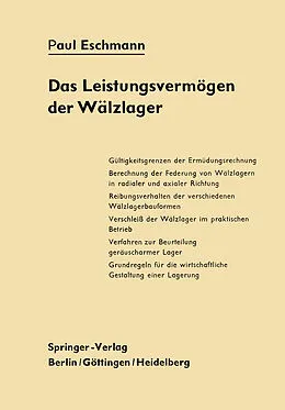 E-Book (pdf) Das Leistungsvermögen der Wälzlager von Paul Eschmann