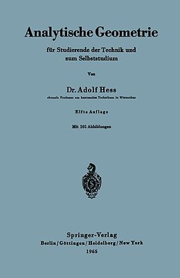 E-Book (pdf) Analytische Geometrie für Studierende der Technik und zum Selbststudium von Adolf Hess