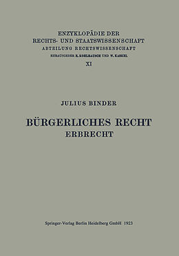 Kartonierter Einband Bürgerliches Recht Erbrecht von Julius Binder