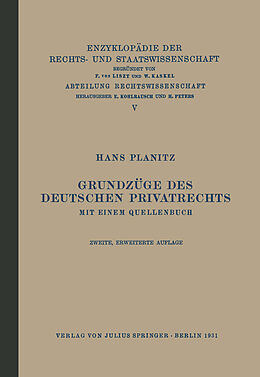 Kartonierter Einband Grundzüge des Deutschen Privatrechts von Hans Planitz