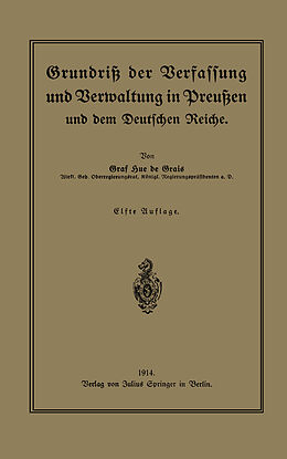 Kartonierter Einband Grundriß der Verfassung und Verwaltung in Preußen und dem Deutschen Reiche von Hue de Grais