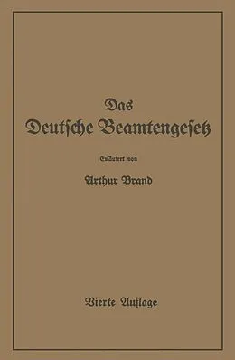 E-Book (pdf) Das Deutsche Beamtengesetz (DBG) von Arthur Brand