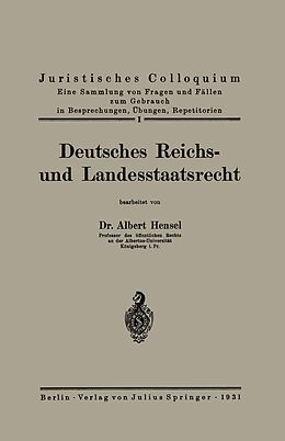 E-Book (pdf) Deutsches Reichs- und Landesstaatsrecht von Albert Hensel