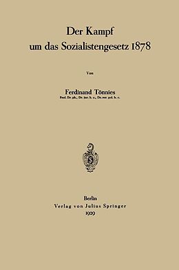 E-Book (pdf) Der Kampf um das Sozialistengesetz 1878 von Ferdinant Tönnies