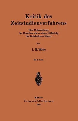 E-Book (pdf) Kritik des Zeitstudienverfahrens von I. M. Witte