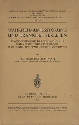 E-Book (pdf) Wahrnehmungsstörung und Krankheitserleben von H. Jacob