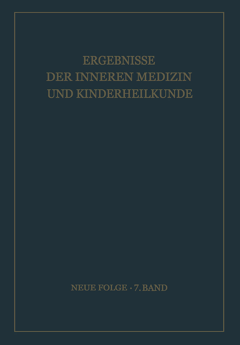 Ergebnisse der Inneren Medizin und Kinderheilkunde