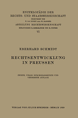 Kartonierter Einband Rechtsentwicklung in Preussen von Eberhard Schmidt
