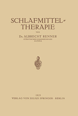 Kartonierter Einband Schlafmittel-Therapie von Albrecht Renner