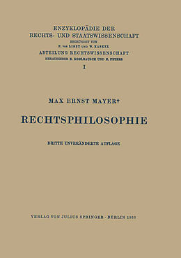 Kartonierter Einband Rechtsphilosophie von Max Ernst Mayer