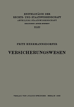 Kartonierter Einband Versicherungswesen von Fritz Herrmannsdorfer
