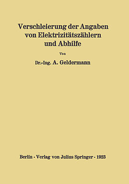 Kartonierter Einband Verschleierung der Angaben von Elektrizitätszählern und Abhilfe von Arthur Geldermann