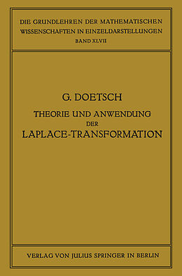 Kartonierter Einband Theorie und Anwendung der Laplace-Transformation von Gustav Doetsch