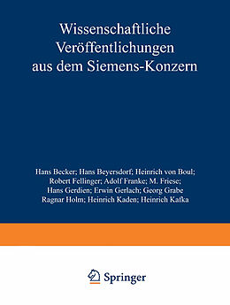 Kartonierter Einband Wissenschaftliche Veröffentlichungen aus dem Siemens-Konzern von Hans Becker, Hans Beyersdorf, Heinrich von Boul
