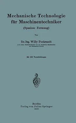 E-Book (pdf) Mechanische Technologie für Maschinentechniker von Willy Pockrandt
