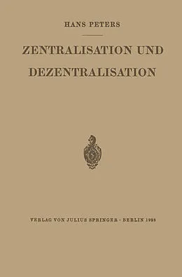 E-Book (pdf) Zentralisation und Dezentralisation von Hans Peters