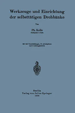 E-Book (pdf) Werkzeuge und Einrichtung der selbsttätigen Drehbänke von Ph. Kelle