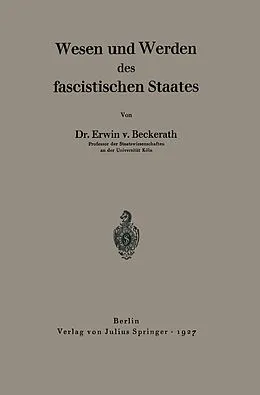E-Book (pdf) Wesen und Werden des fascistischen Staates von Erwin v. Beckerath