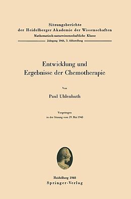 E-Book (pdf) Entwicklung und Ergebnisse der Chemotherapie von P. Uhlenhuth